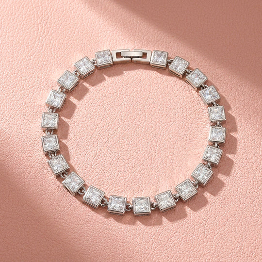 Princess-Cut Bezel Tennis Bracelet | Diamond Simulant | Luxe6638