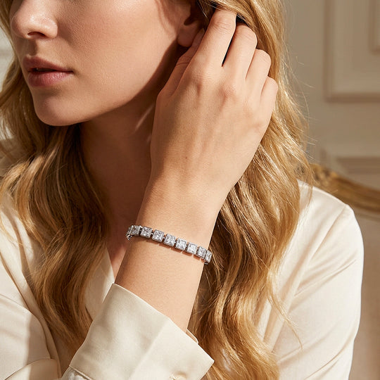 Princess-Cut Bezel Tennis Bracelet | Diamond Simulant | Luxe6638