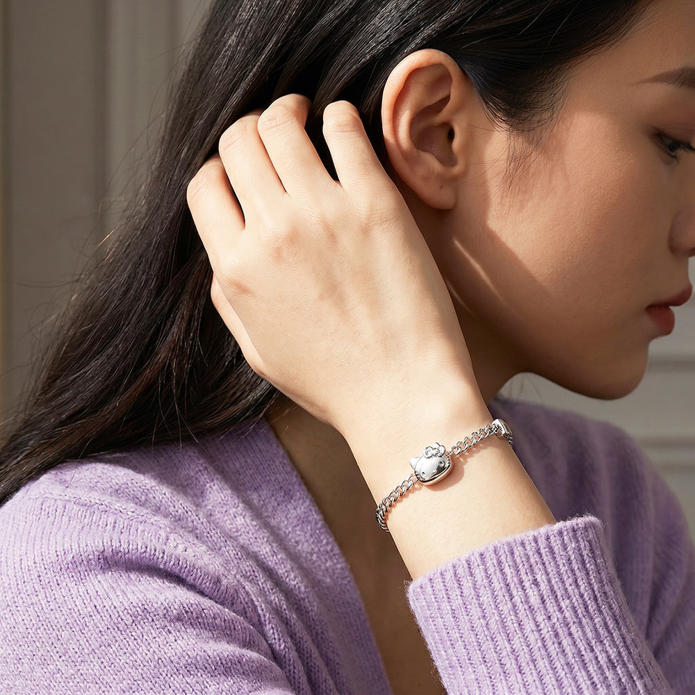 Kitty Charm Curb Chain Bracelet | Diamond Simulant | Luxe6642