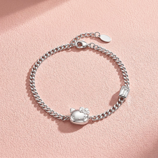 Kitty Charm Curb Chain Bracelet | Diamond Simulant | Luxe6642