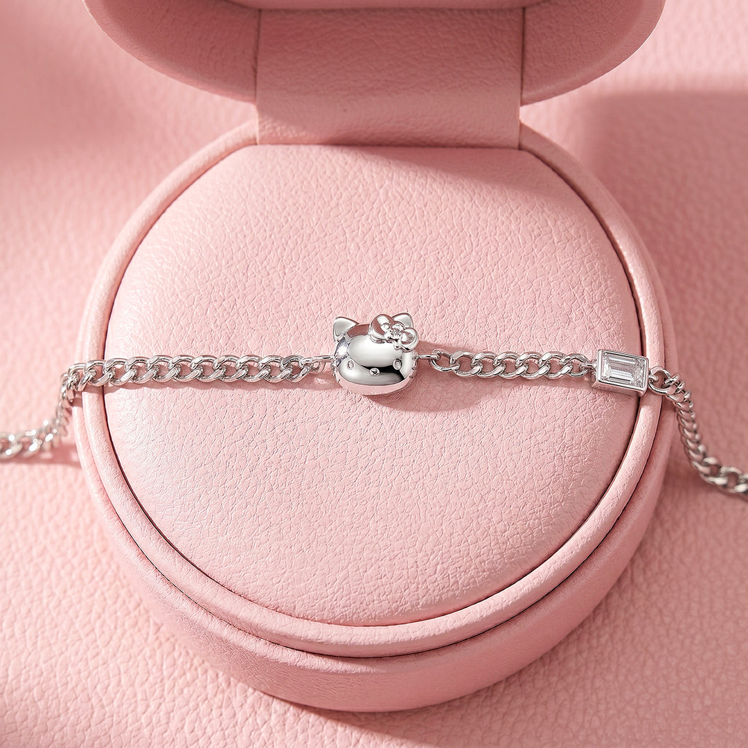 Kitty Charm Curb Chain Bracelet | Diamond Simulant | Luxe6642