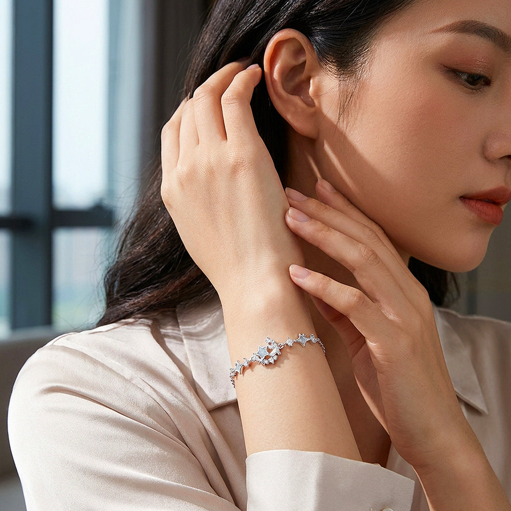 Starlit Moon & Stars Bracelet | Blue Enamel | Luxe6644