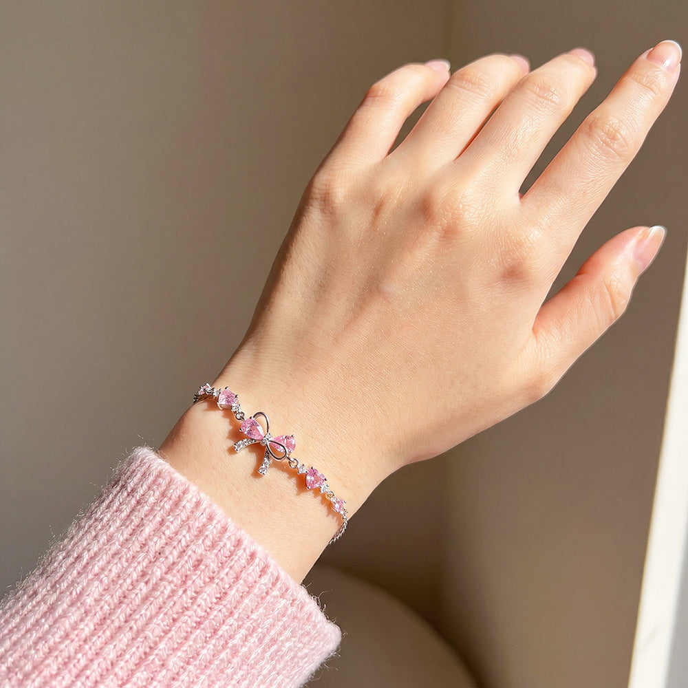 Pink Bow & Hearts Bracelet | Luxe6645