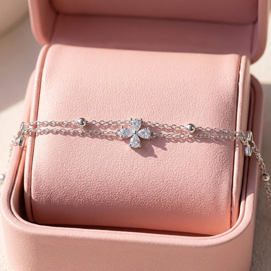 Double Chain Mixed Clover Bracelet | Diamond Simulant | Luxe6646