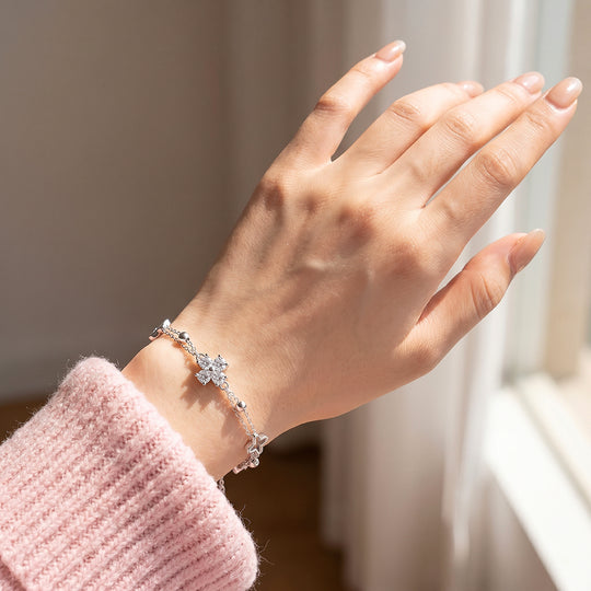 Double Chain Mixed Clover Bracelet | Diamond Simulant | Luxe6646