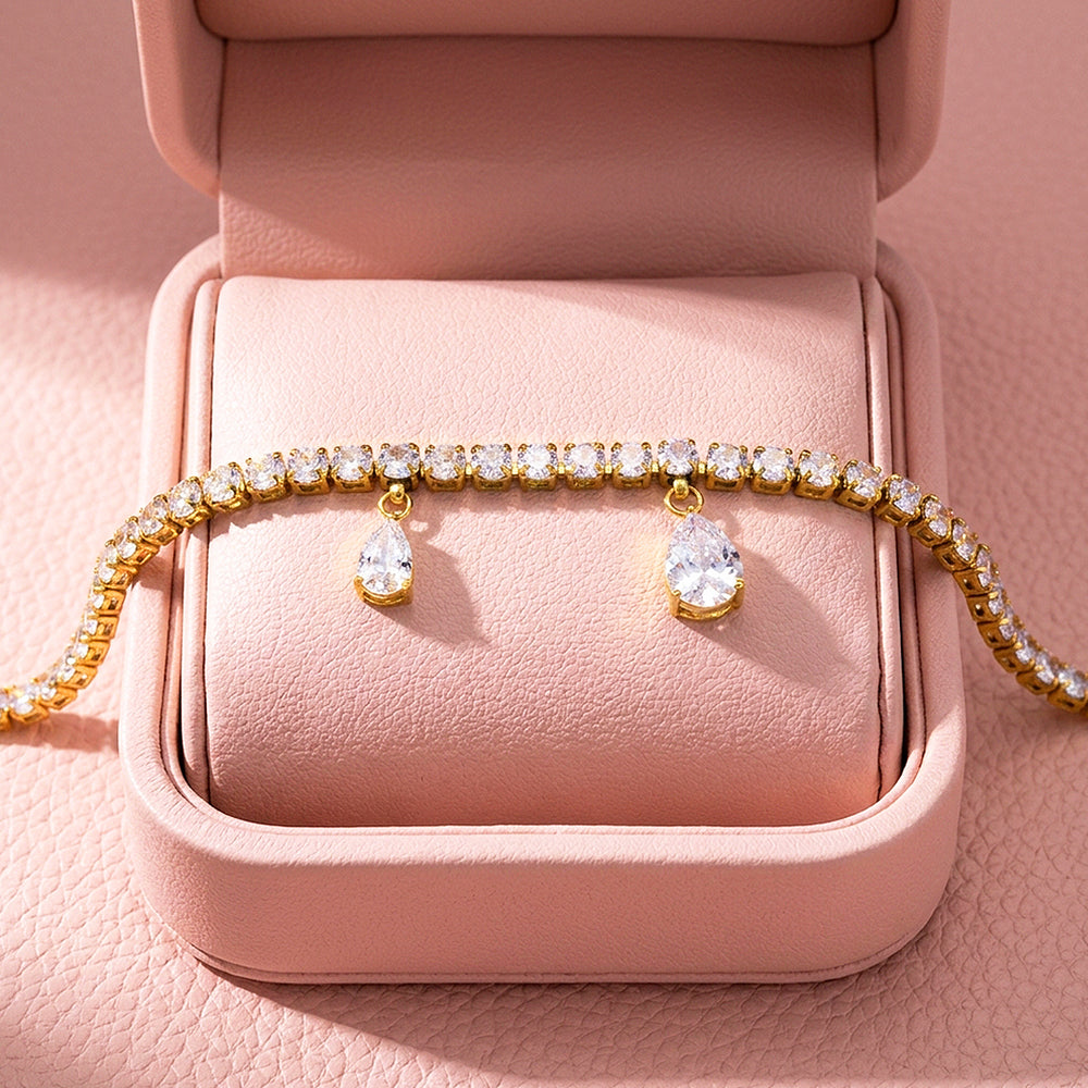 Pear Drop Tennis Bracelet | Diamond Simulant | Luxe6649