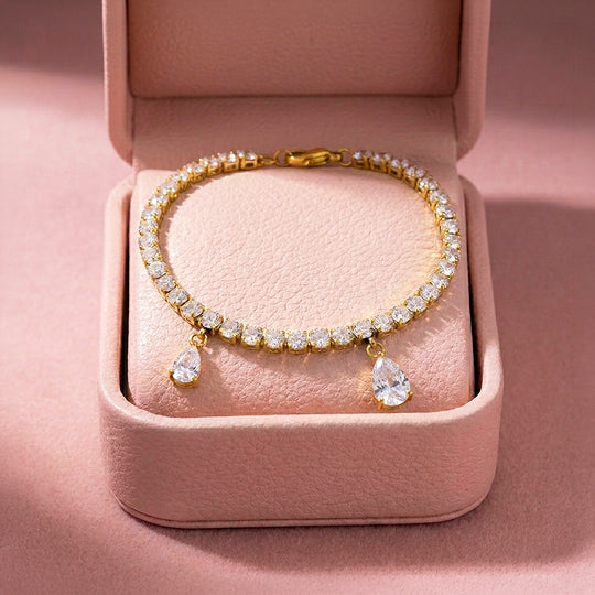 Pear Drop Tennis Bracelet | Diamond Simulant | Luxe6649