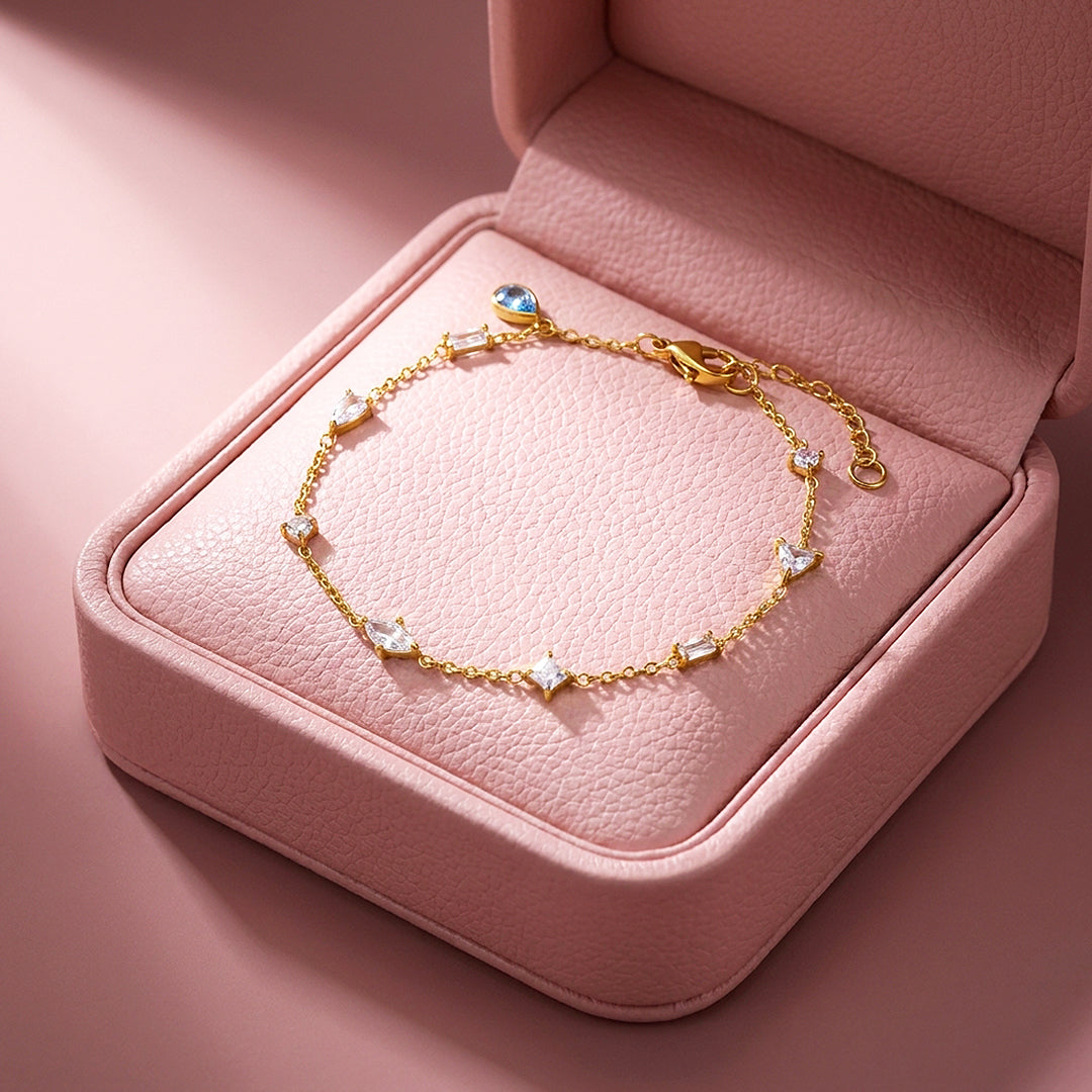 Multi-Cut Charm Chain Bracelet | Diamond Simulant | Luxe6651