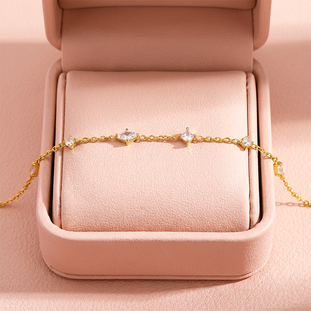 Multi-Cut Charm Chain Bracelet | Diamond Simulant | Luxe6651