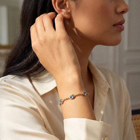 Triple Oval Ridged Bezel Bracelet | Diamond Simulant | Luxe6652
