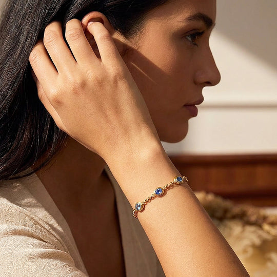 Triple Oval Ridged Bezel Bracelet | Diamond Simulant | Luxe6652