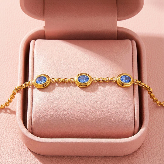 Triple Oval Ridged Bezel Bracelet | Diamond Simulant | Luxe6652