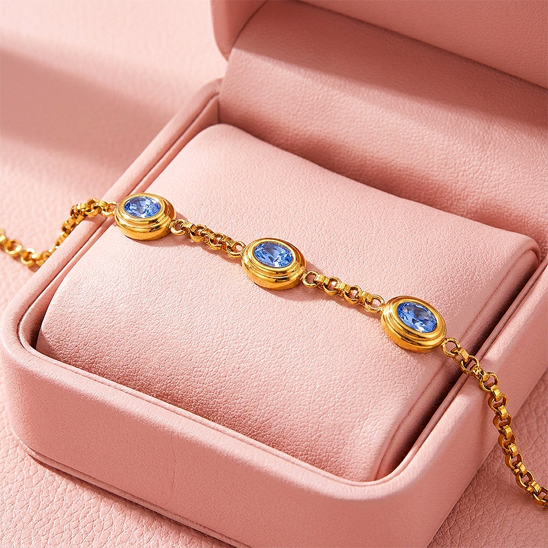 Triple Oval Ridged Bezel Bracelet | Diamond Simulant | Luxe6652
