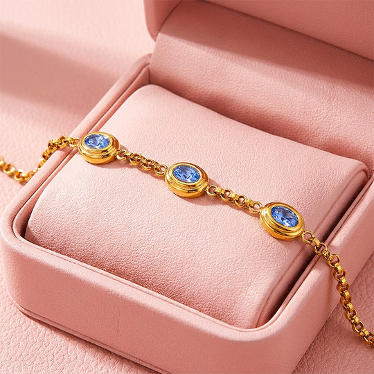 Triple Oval Ridged Bezel Bracelet | Diamond Simulant | Luxe6652