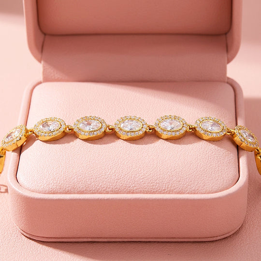 Oval Halo Tennis Bracelet | Diamond Simulant | Luxe6654