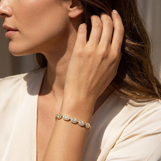 Oval Halo Tennis Bracelet | Diamond Simulant | Luxe6654