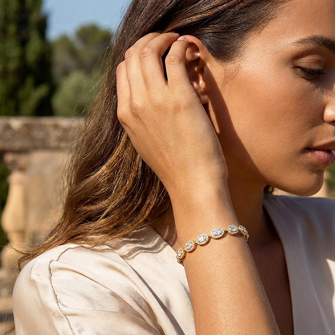 Oval Halo Tennis Bracelet | Diamond Simulant | Luxe6654
