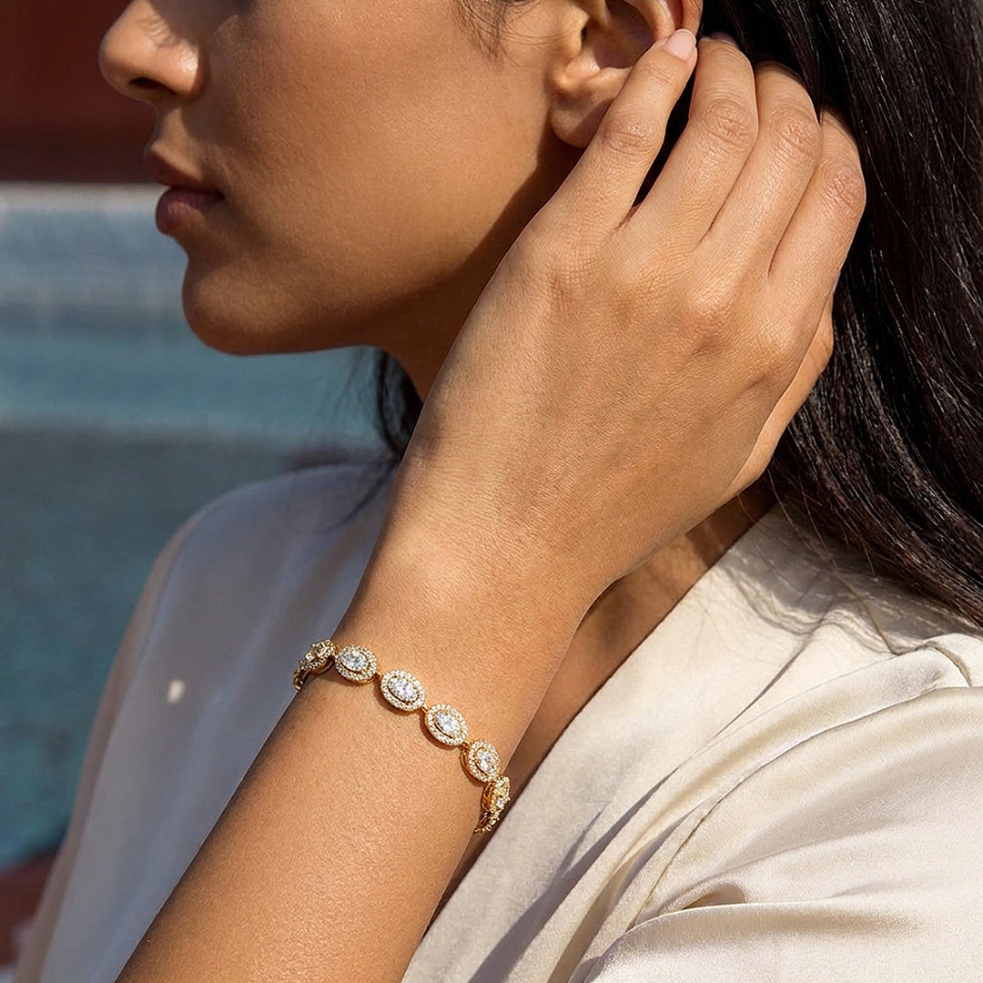Oval Halo Tennis Bracelet | Diamond Simulant | Luxe6654