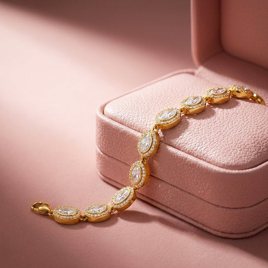 Oval Halo Tennis Bracelet | Diamond Simulant | Luxe6654
