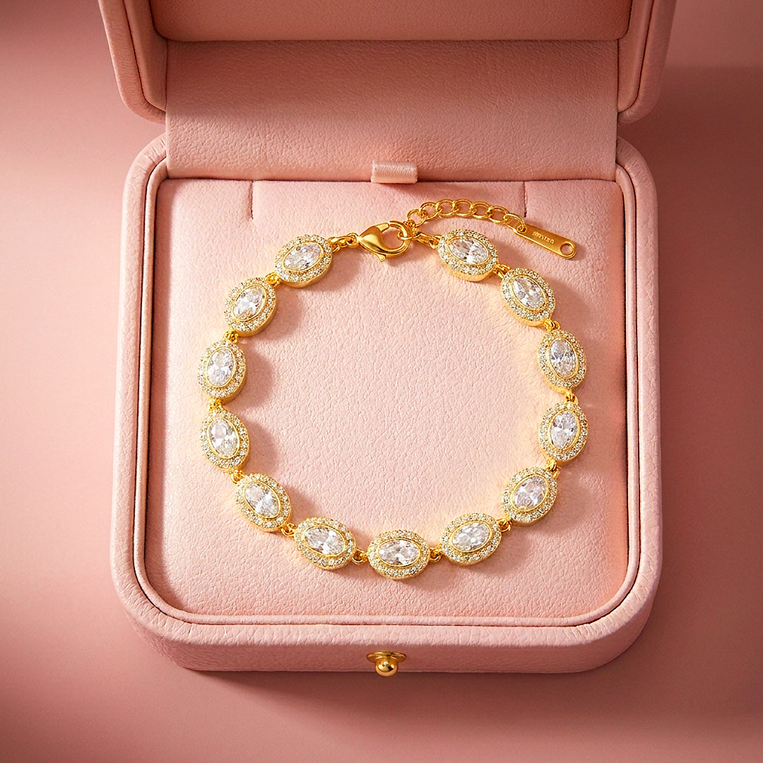 Oval Halo Tennis Bracelet | Diamond Simulant | Luxe6654
