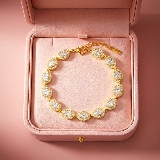 Oval Halo Tennis Bracelet | Diamond Simulant | Luxe6654