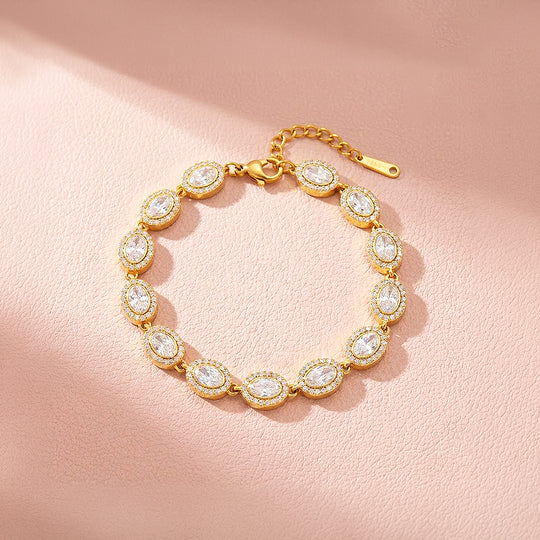 Oval Halo Tennis Bracelet | Diamond Simulant | Luxe6654