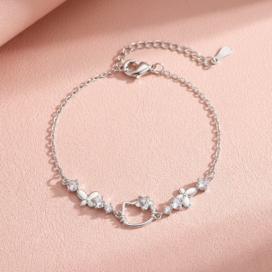 Kitty Garden Charm Bracelet | Diamond Simulant | Luxe6657