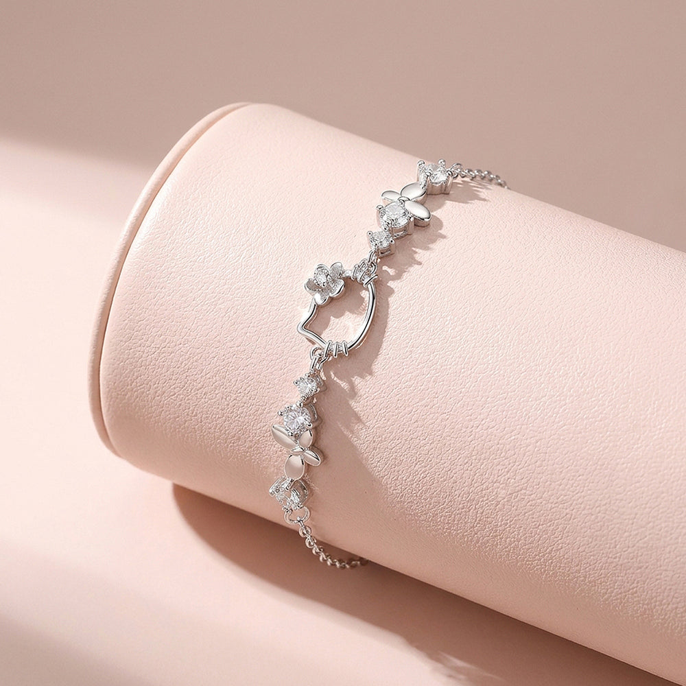 Kitty Garden Charm Bracelet | Diamond Simulant | Luxe6657