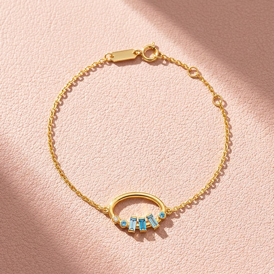 Blue Stone Arc Hoop Bracelet | Diamond Simulant | Luxe6659