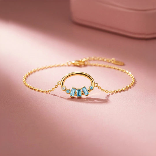 Blue Stone Arc Hoop Bracelet | Diamond Simulant | Luxe6659