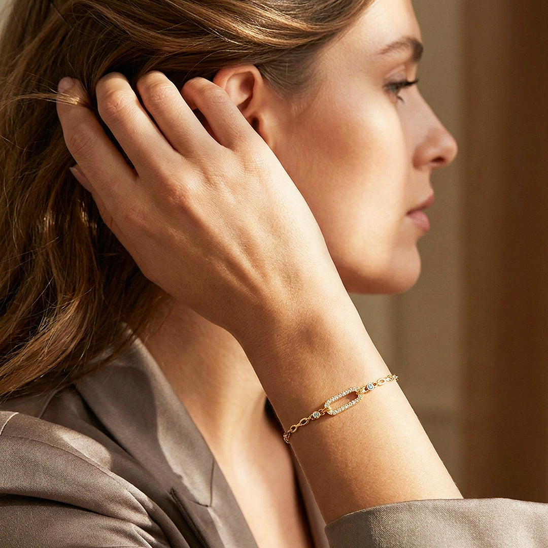 Pavé Paperclip &amp; Chain Bracelet | Diamond Simulant | Luxe6660