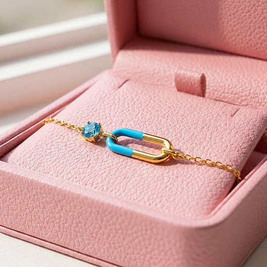 Enamel Paperclip Bracelet | Diamond Simulant | Luxe6661