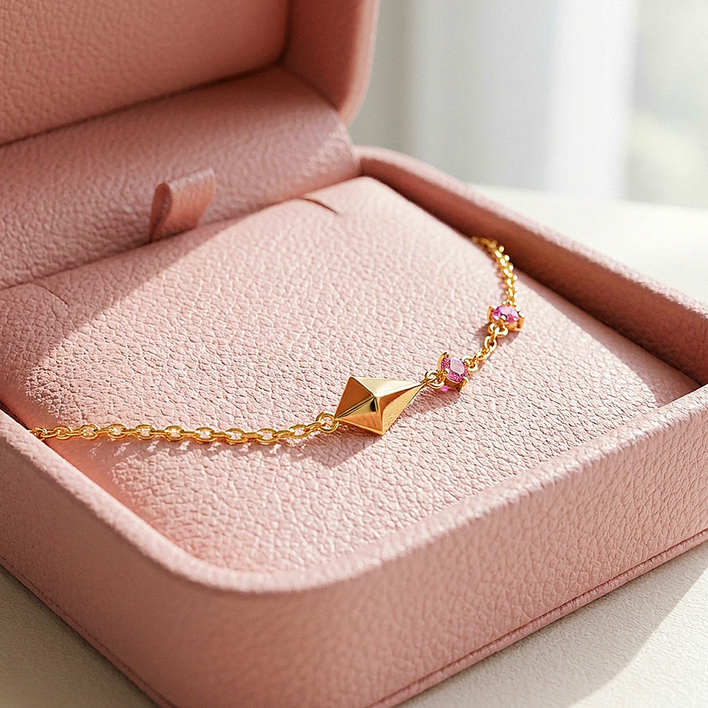 Geometric Diamond Charm Bracelet | Diamond Simulant | Luxe6662