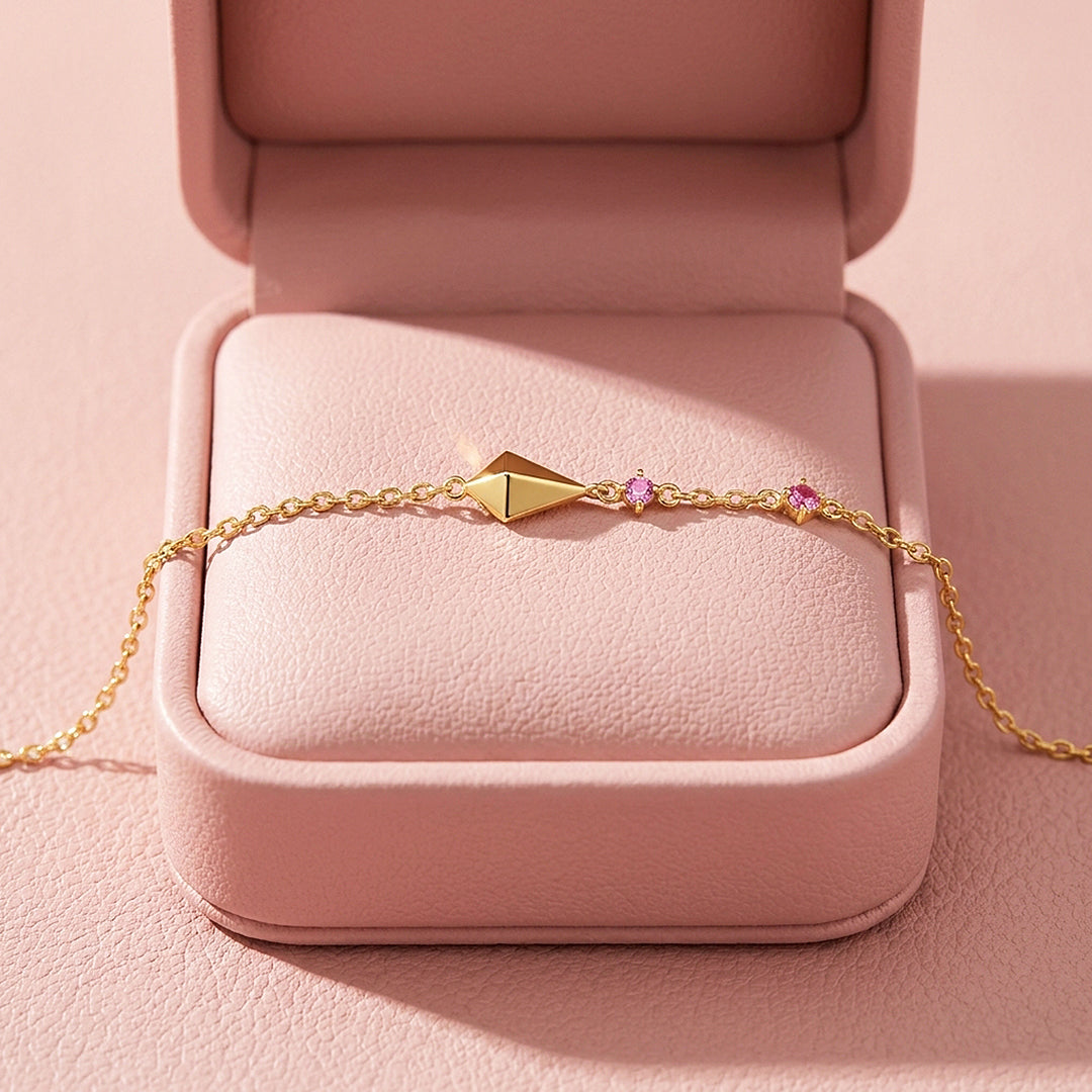 Geometric Diamond Charm Bracelet | Diamond Simulant | Luxe6662