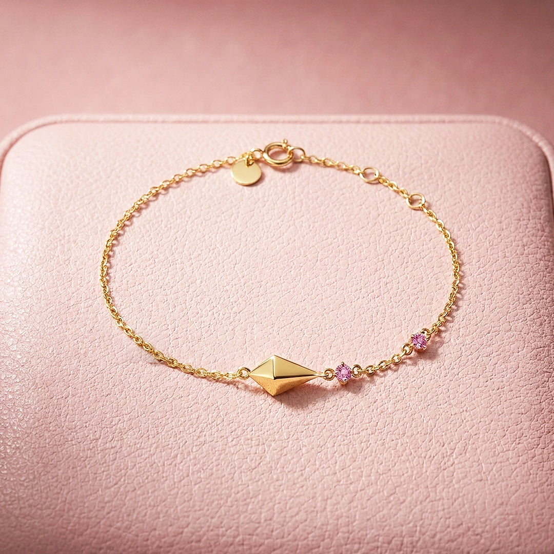 Geometric Diamond Charm Bracelet | Diamond Simulant | Luxe6662