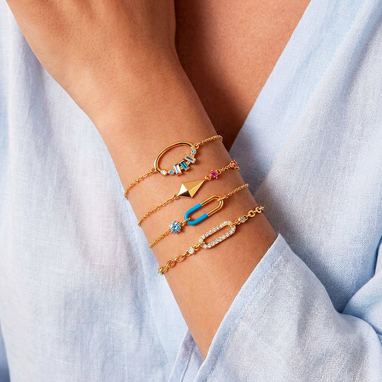 Geometric Diamond Charm Bracelet | Diamond Simulant | Luxe6662