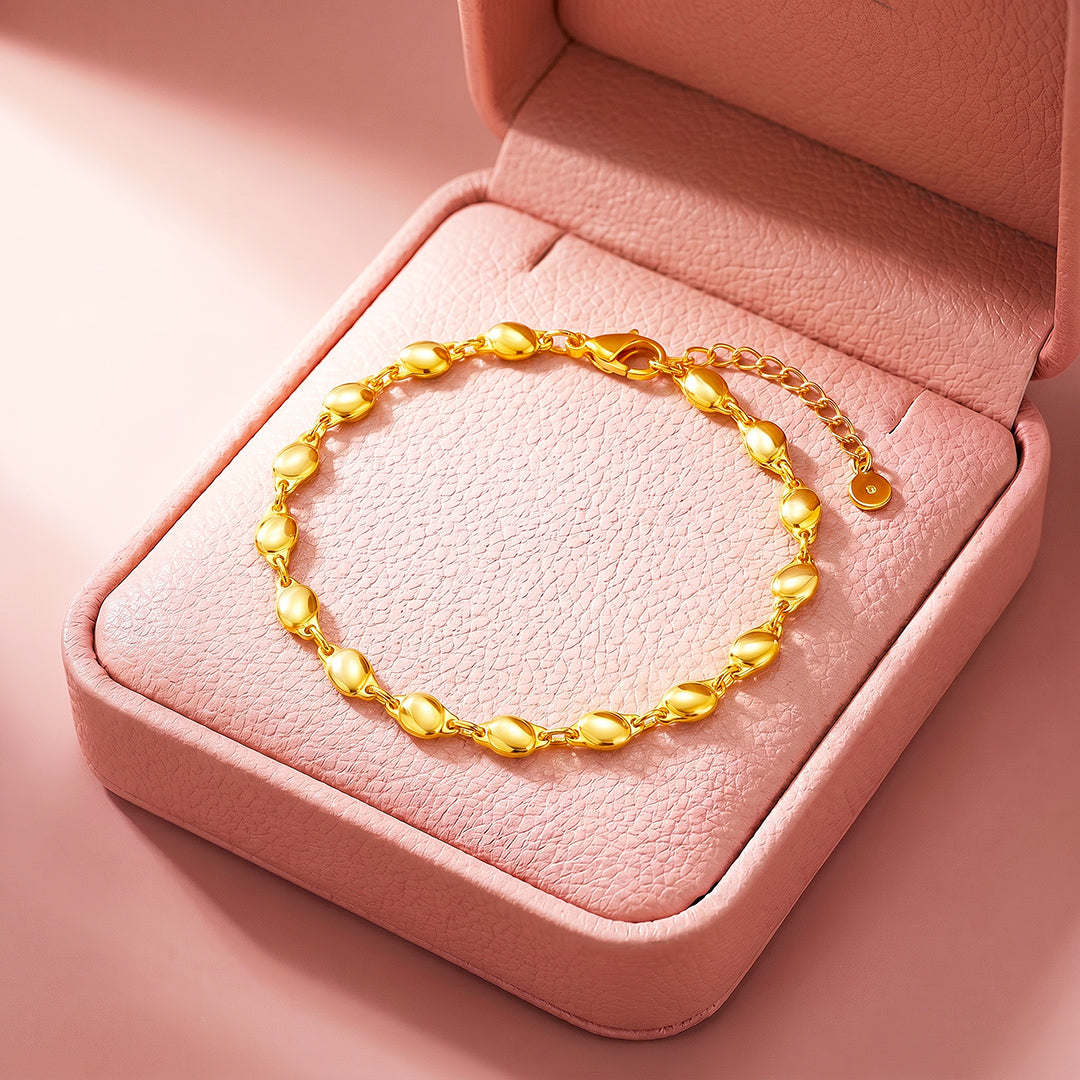 Gold Oval Bead Chain Bracelet | Luxe6665