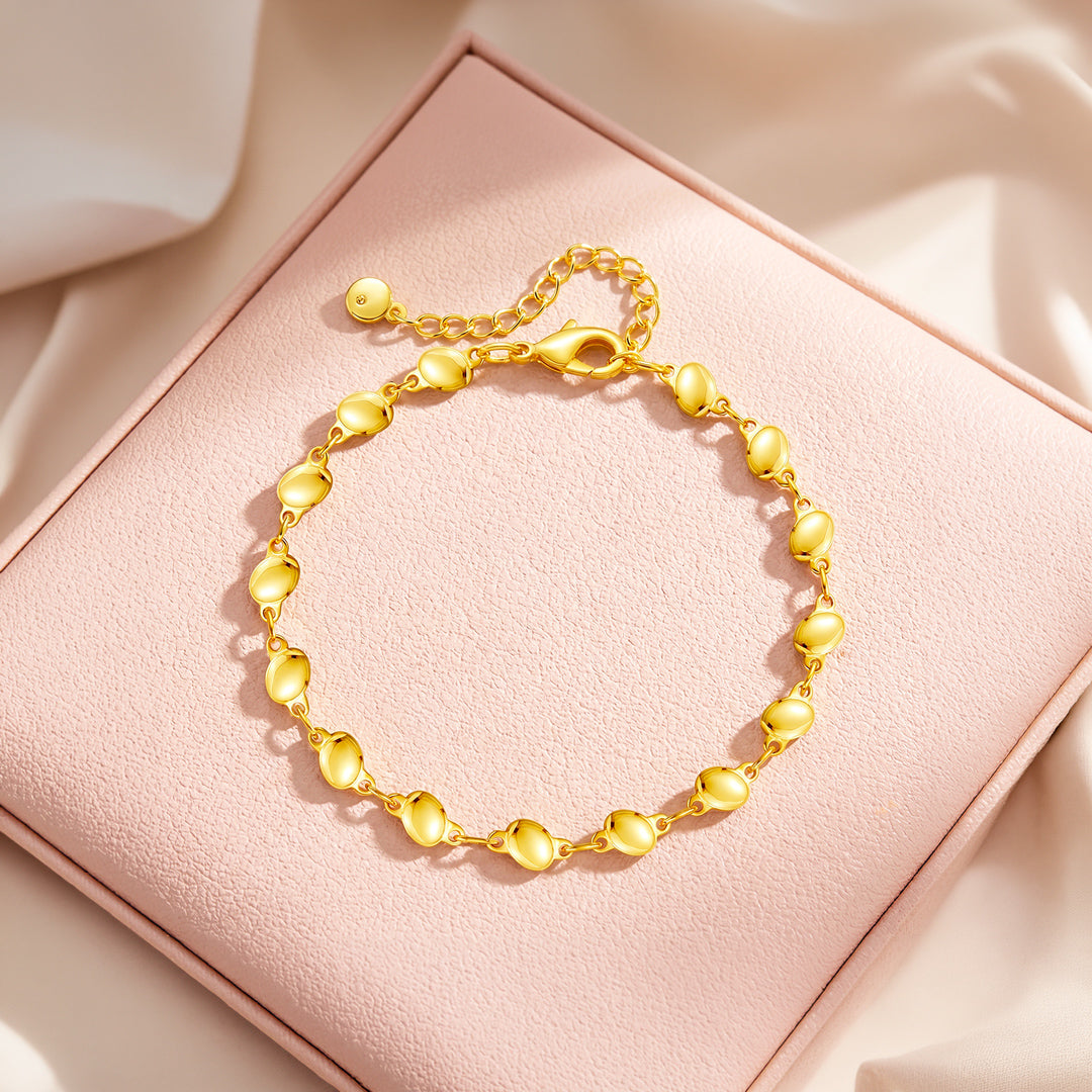 Gold Oval Bead Chain Bracelet | Luxe6665