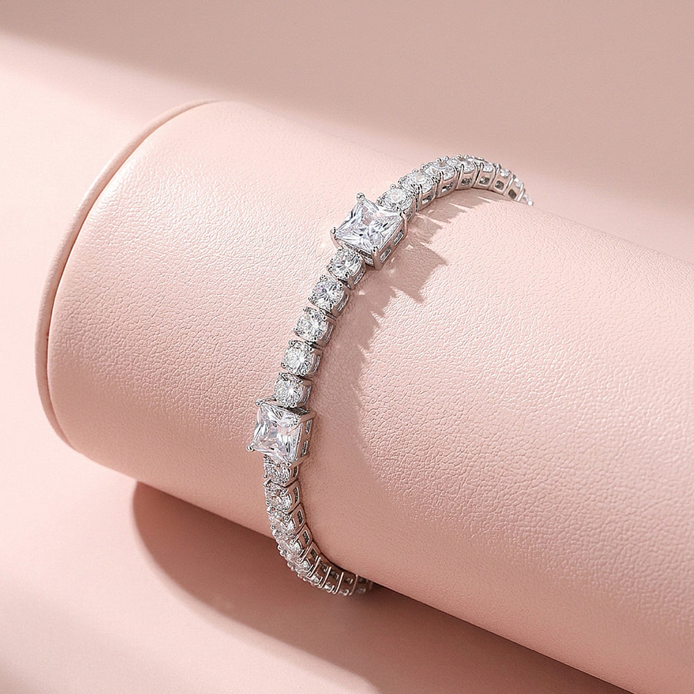 Alternating Princess & Round Tennis Bracelet | Luxe6671