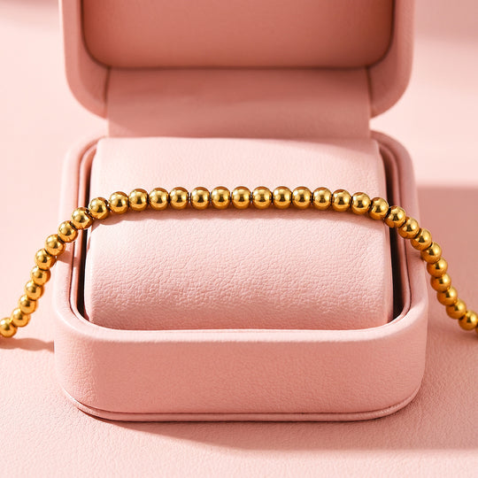 Gold Ball Bead Adjustable Bracelet with Coin Charm | Gold Plated | Luxe6682