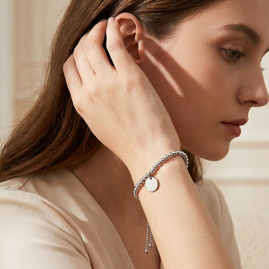 Gold Ball Bead Adjustable Bracelet with Coin Charm | Gold Plated | Luxe6682
