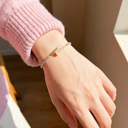 Pavé Nail Tennis Bracelet | White Diamond Simulant | Luxe6683