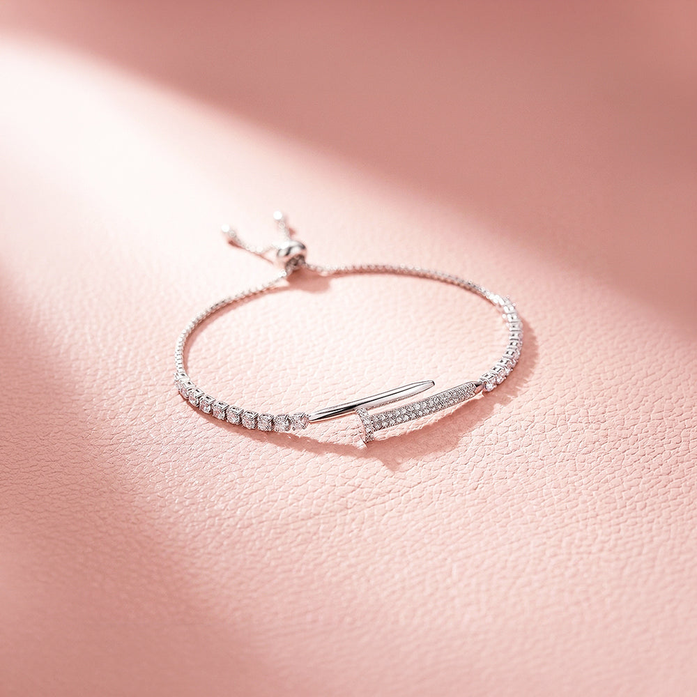 Pavé Nail Tennis Bracelet | White Diamond Simulant | Luxe6683