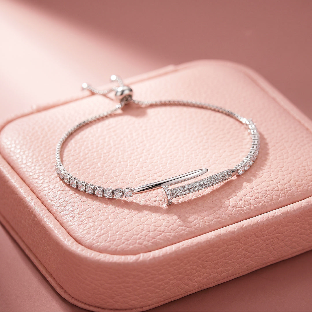 Pavé Nail Tennis Bracelet | White Diamond Simulant | Luxe6683
