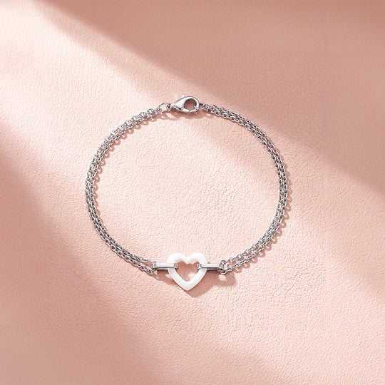 White Ceramic Open Heart Bracelet | Luxe6685