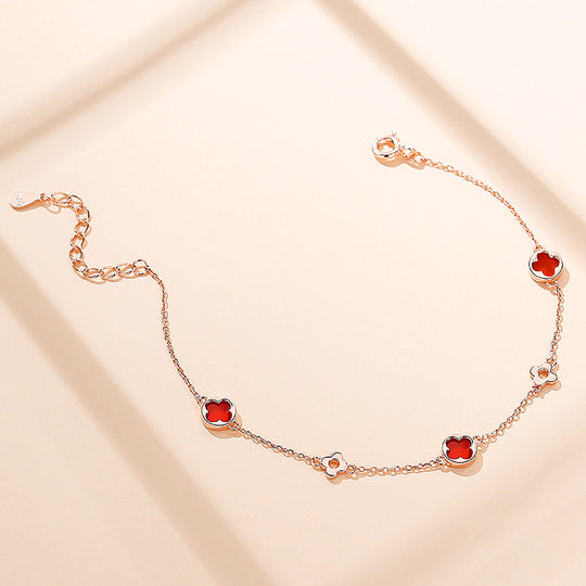 Red Clover Chain Bracelet | 925 Sterling Silver | Luxe6686