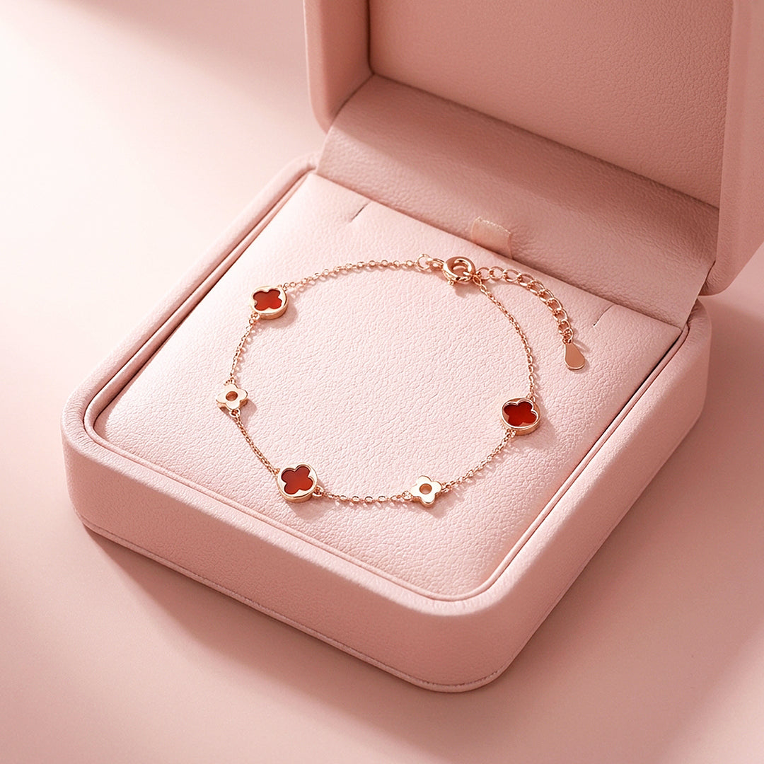 Red Clover Chain Bracelet | 925 Sterling Silver | Luxe6686