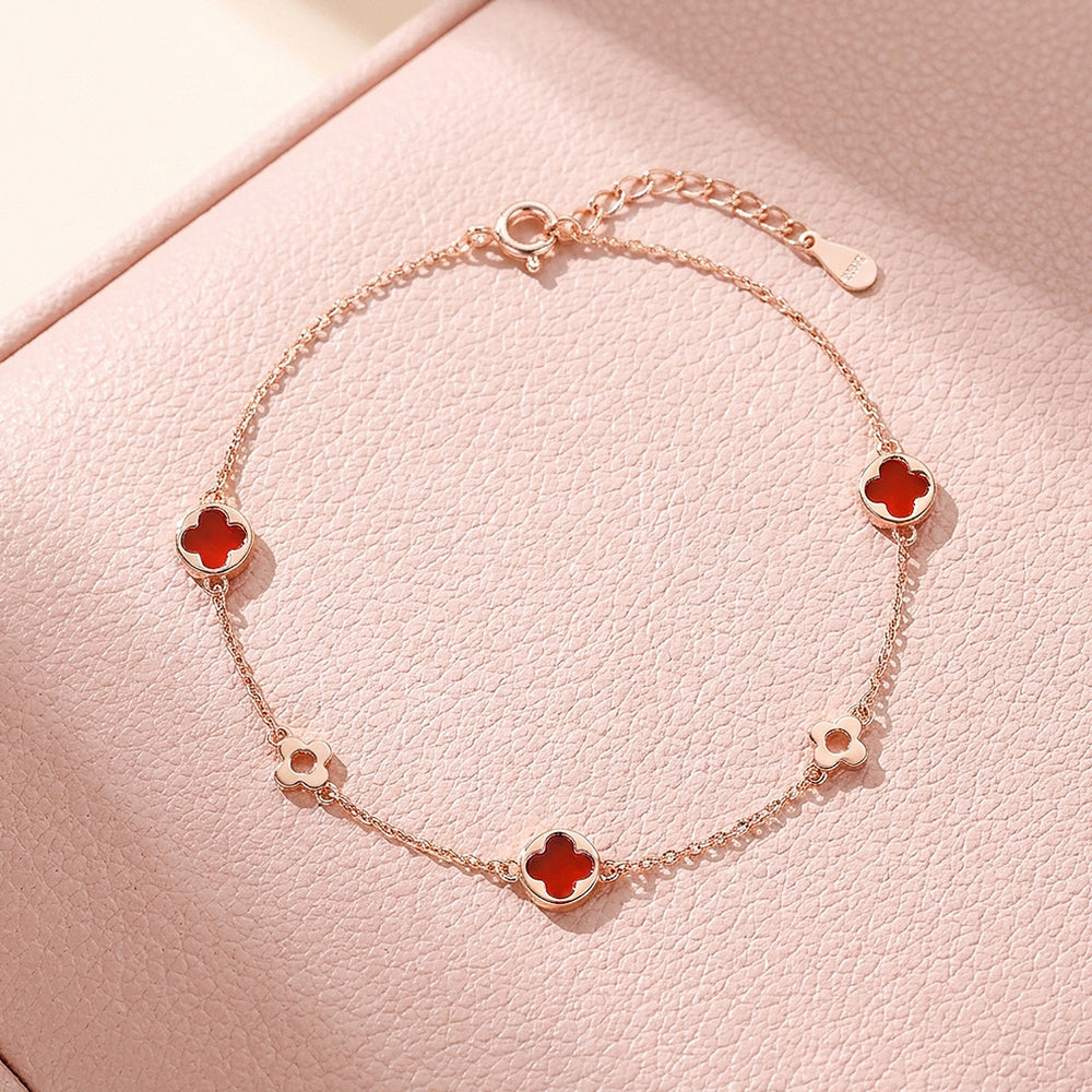 Red Clover Chain Bracelet | 925 Sterling Silver | Luxe6686