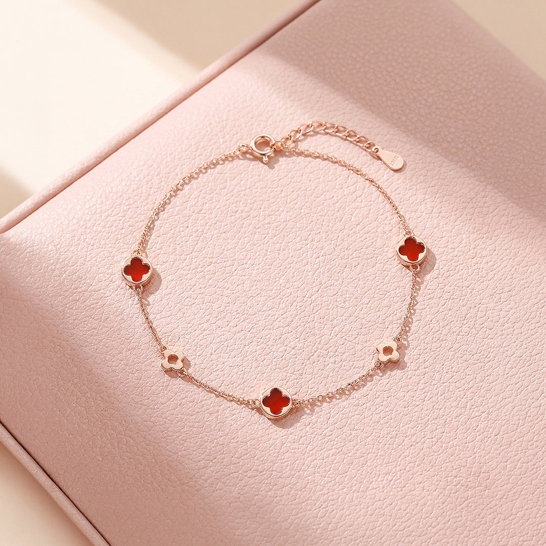Red Clover Chain Bracelet | 925 Sterling Silver | Luxe6686