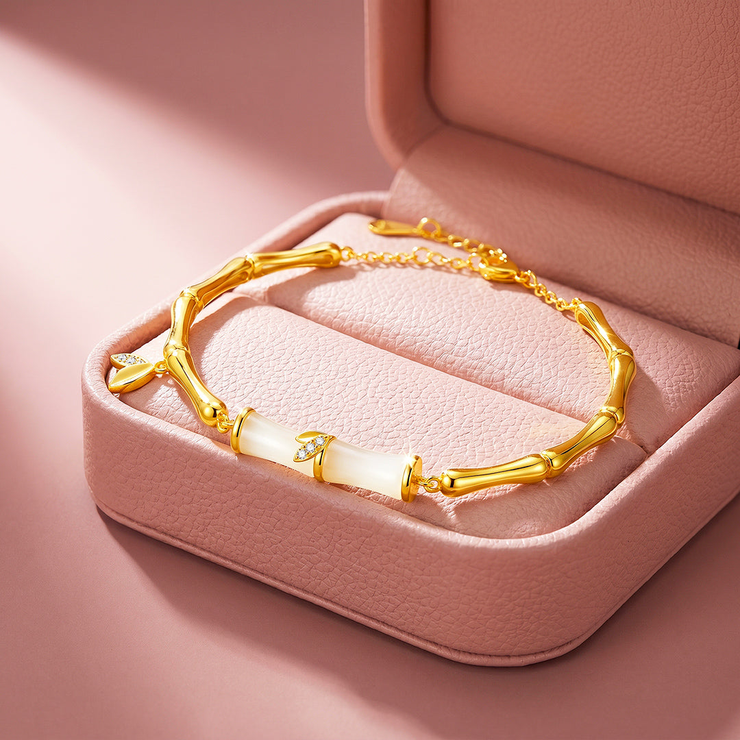 Bamboo &amp; White Stone Bracelet | Luxe6688